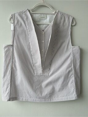 Lemaire White Sleeveless Pinstripe Popover Top